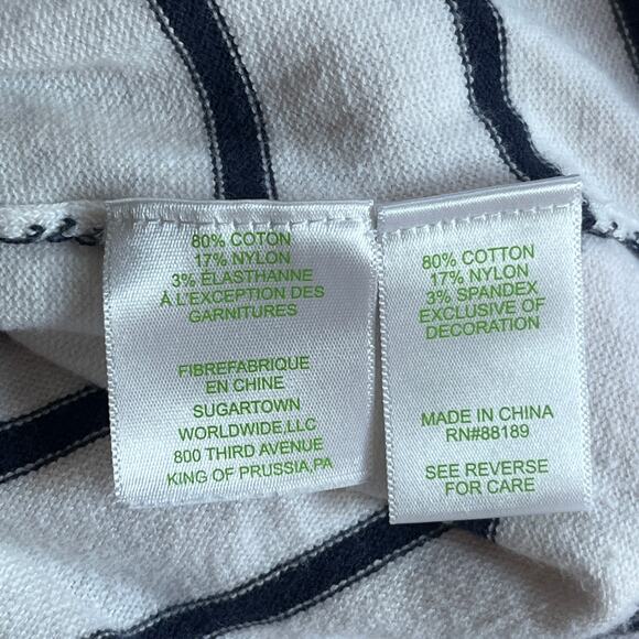 Lilly Pulitzer Perelle White Navy Gold Striped Off Shoulder Sweater Top Small - Picture 7 of 9